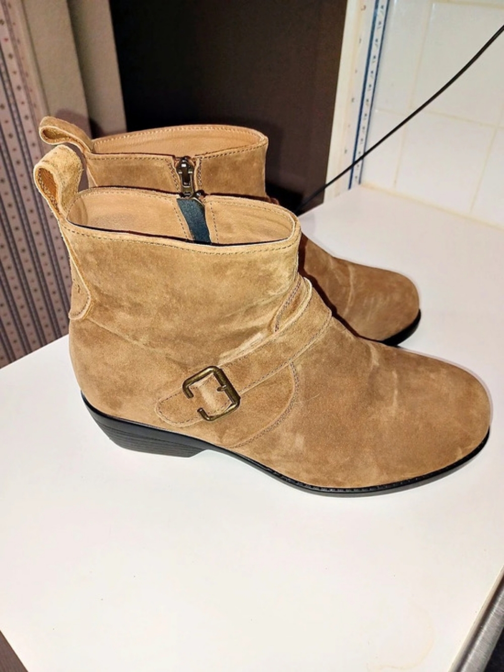 Propet Memphis Suede Ankle Boots Brown US 8.5